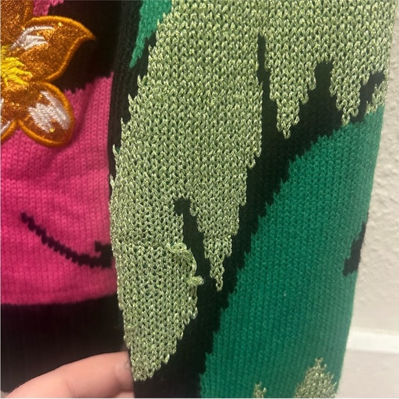 32 Degrees Pink and Green Flamingo Cardigan ugly Christmas sweater - Picture 8 of 10